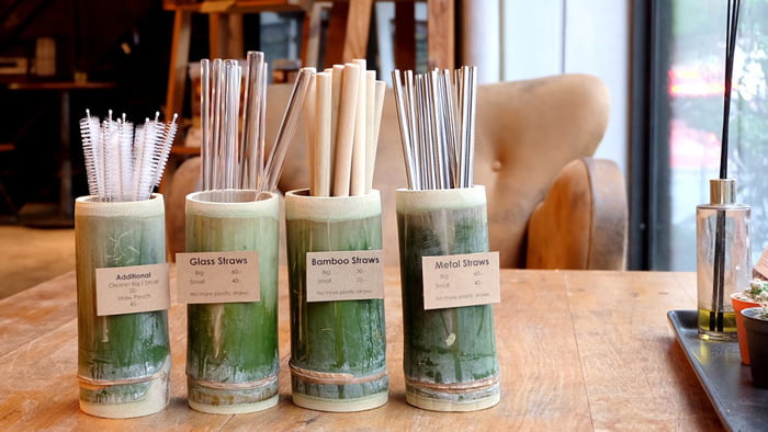 หลอดดูดลดพลาสติก หลอดดูดธรรมชาติ ไอเดียตกแต่งร้านกาแฟ